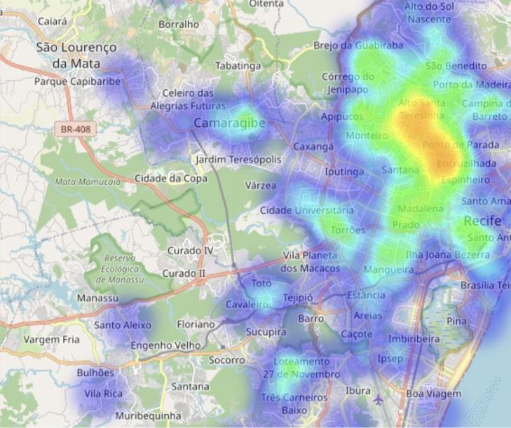 Mapa de atuaçao do candidato por bairro